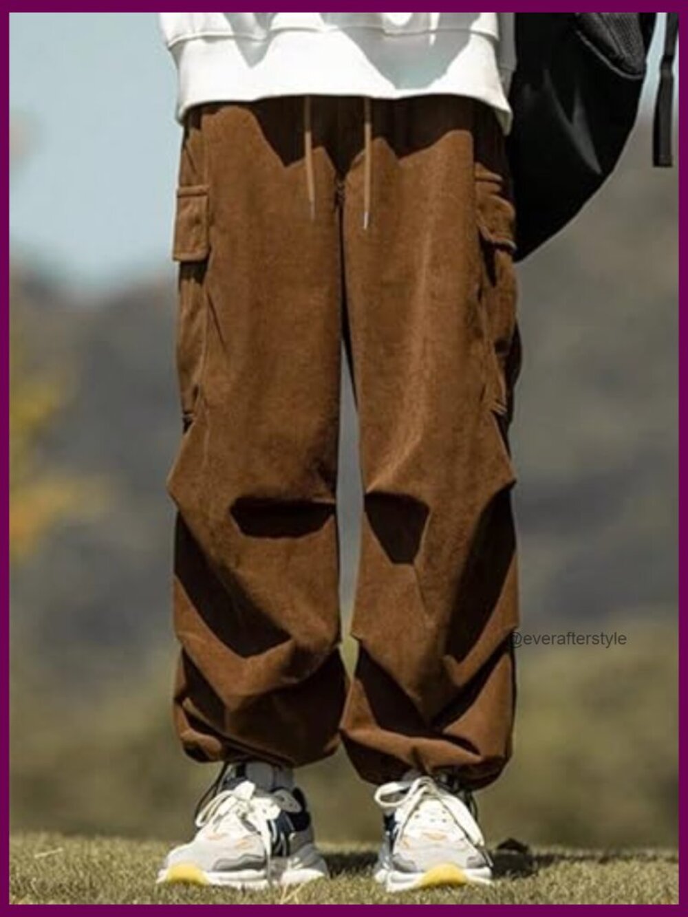 Men's Baggy Cargo Drawstring Parachute Pants - Picture 2 of 5
